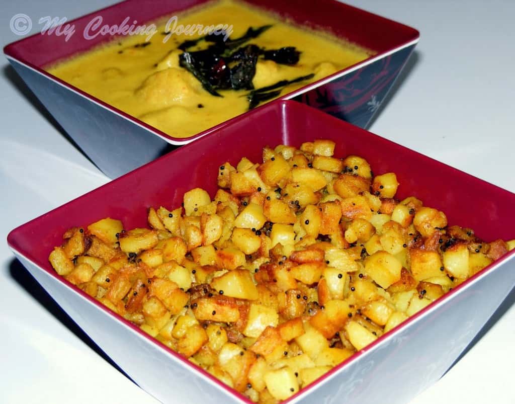 Potato curry served in a bowl