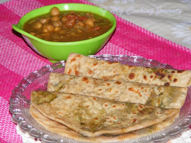 Fenugreek Leaves Parata  with channa masala