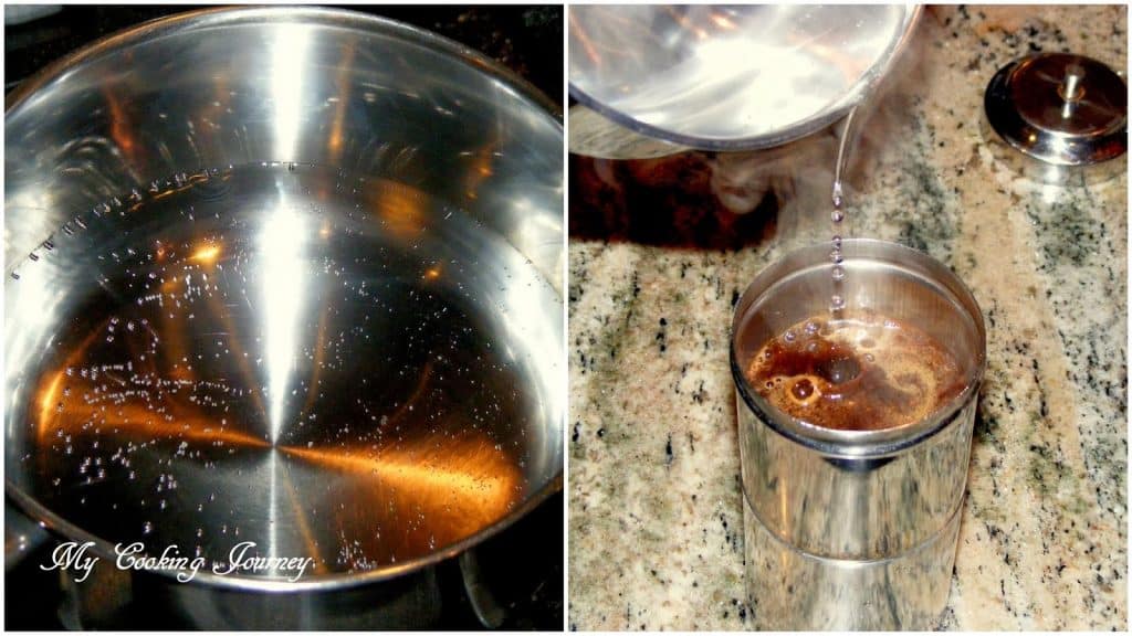 Boiling water in a pan