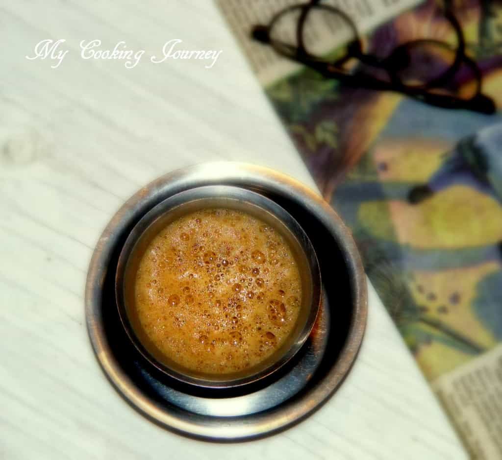 Filter coffee served in a cup