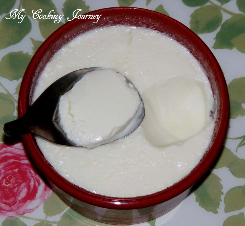 Curd in a red container