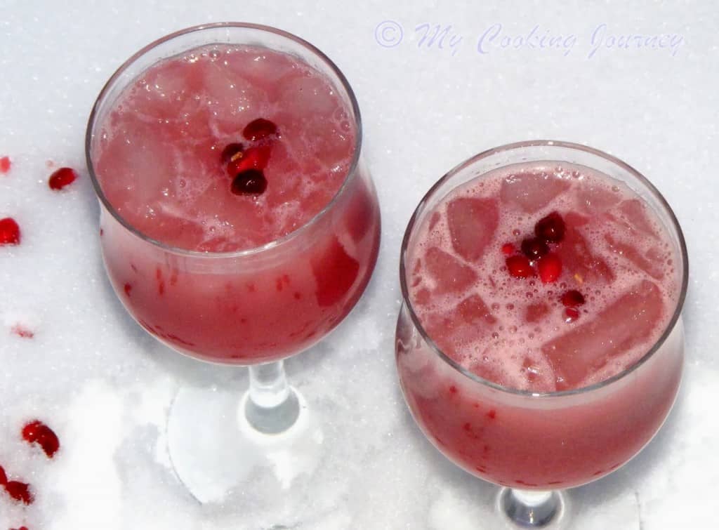 Pomegranate orange juice served in a glass