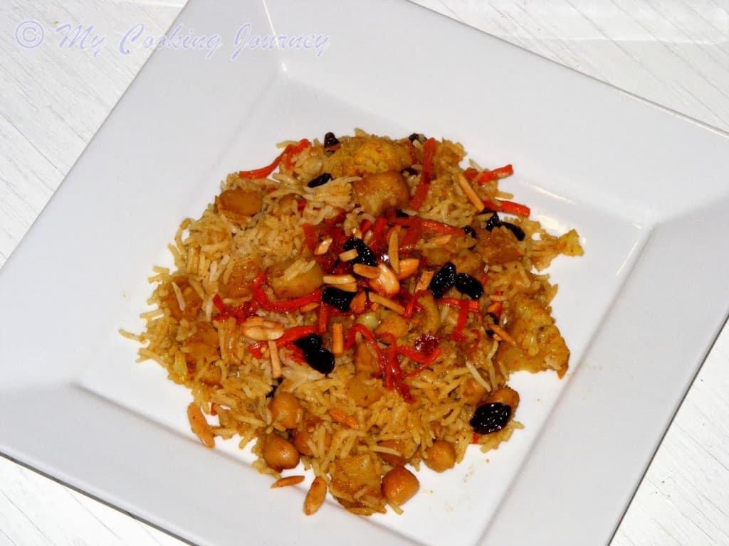 Quabuli Pulao in a White plate