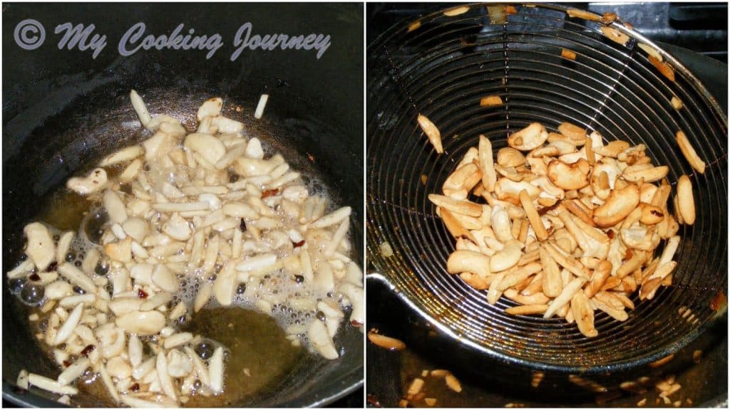 Frying rhe nuts in a pan