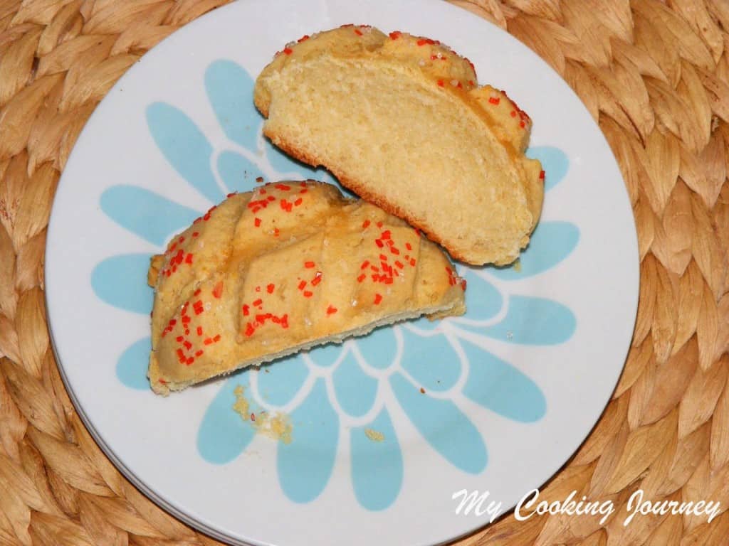 Cookie Covered Bread Rolls split into half