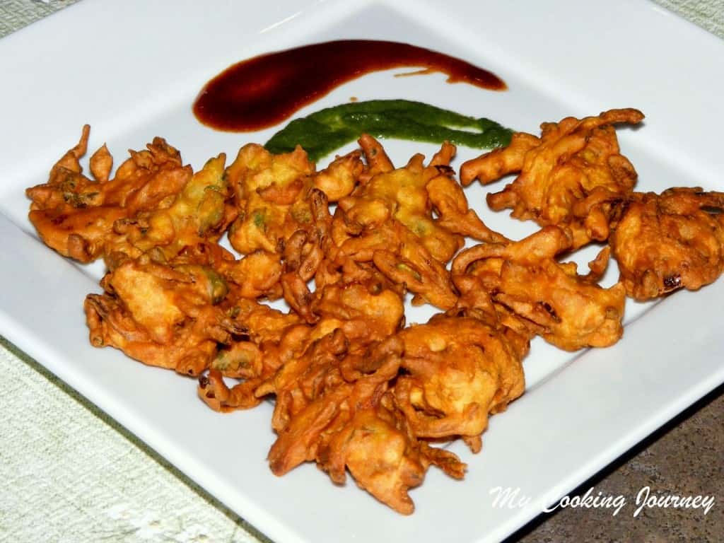 Onion Bhajias in a Dish