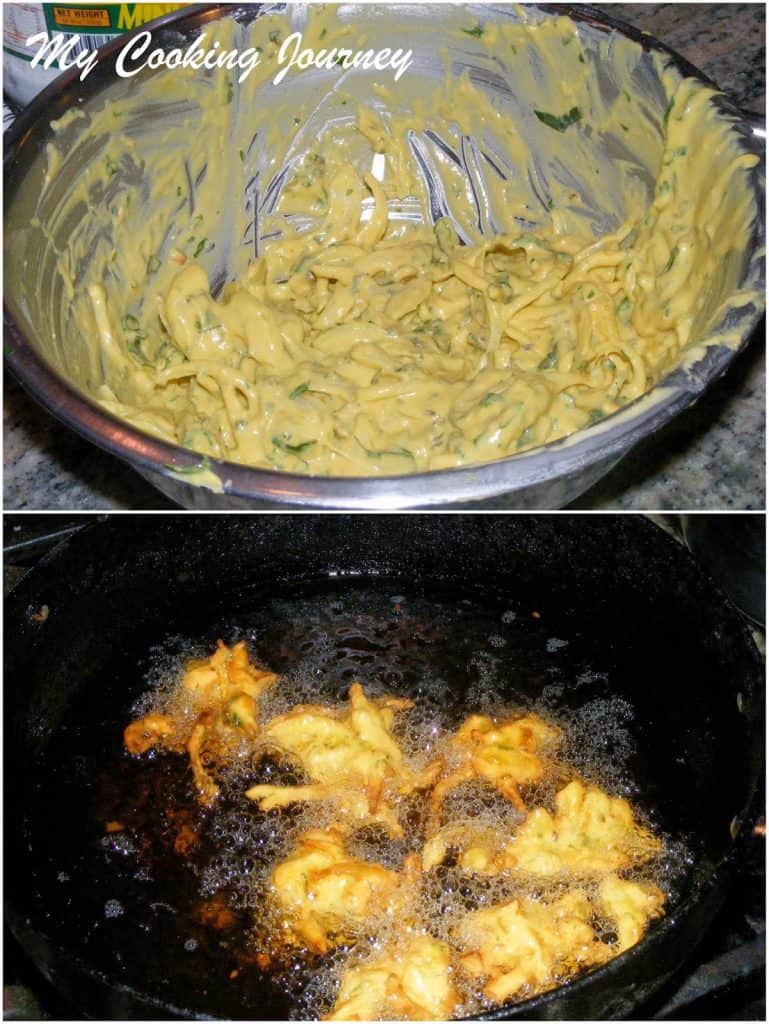 Mixing & Frying the Bhajias