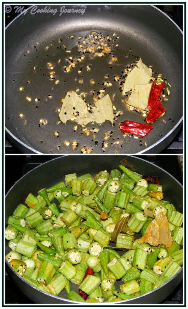 Frying the spices in a pan