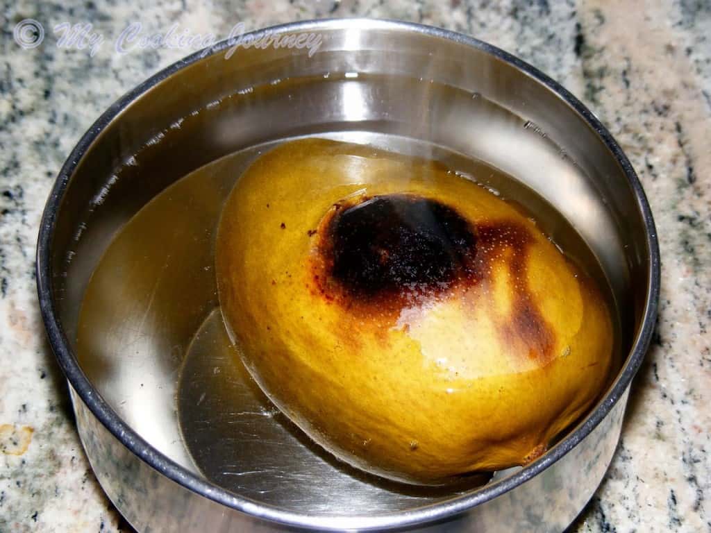 Cooked mango in a water