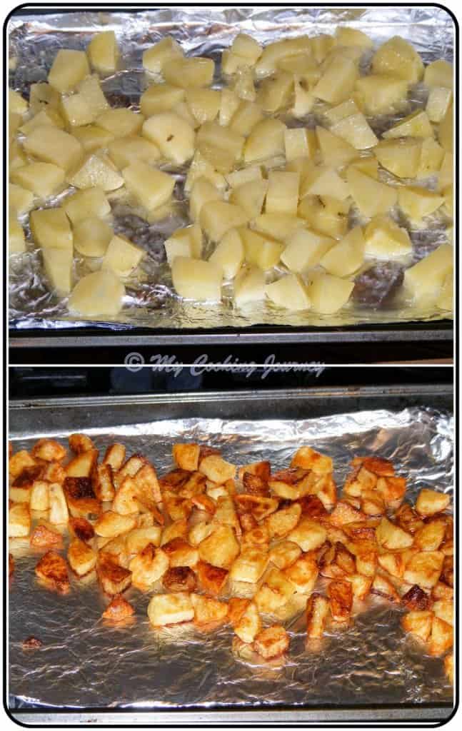 Cooked Aloo on foil
