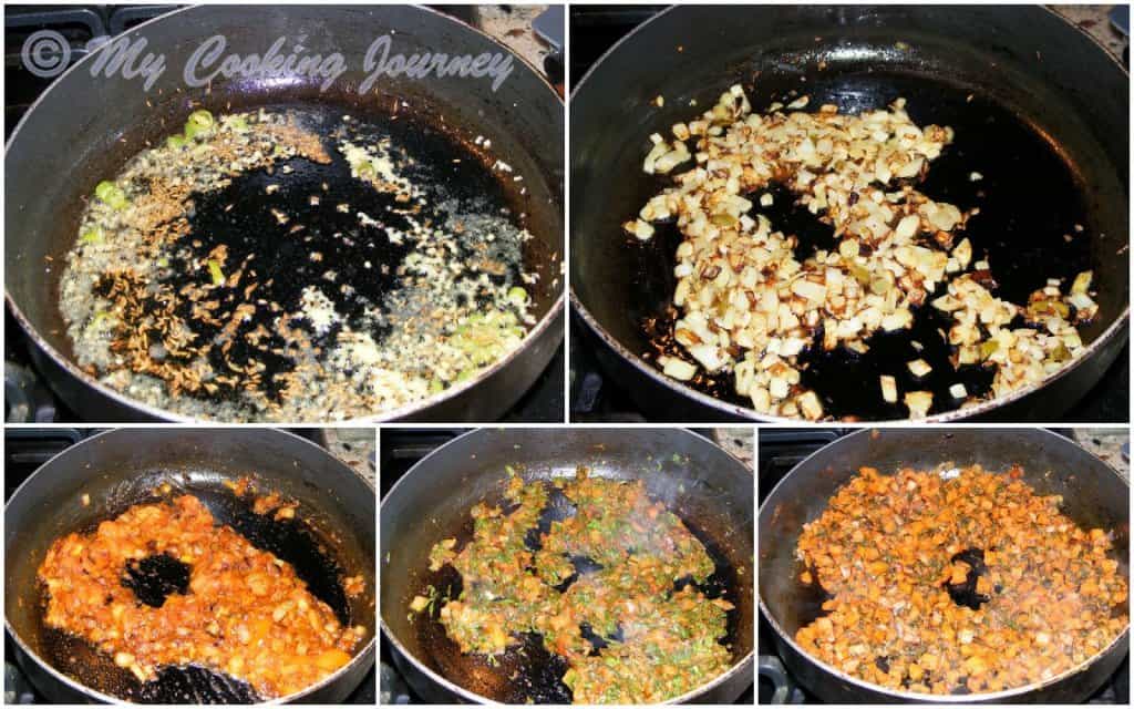 Mix and frying the ingredients in a Pan
