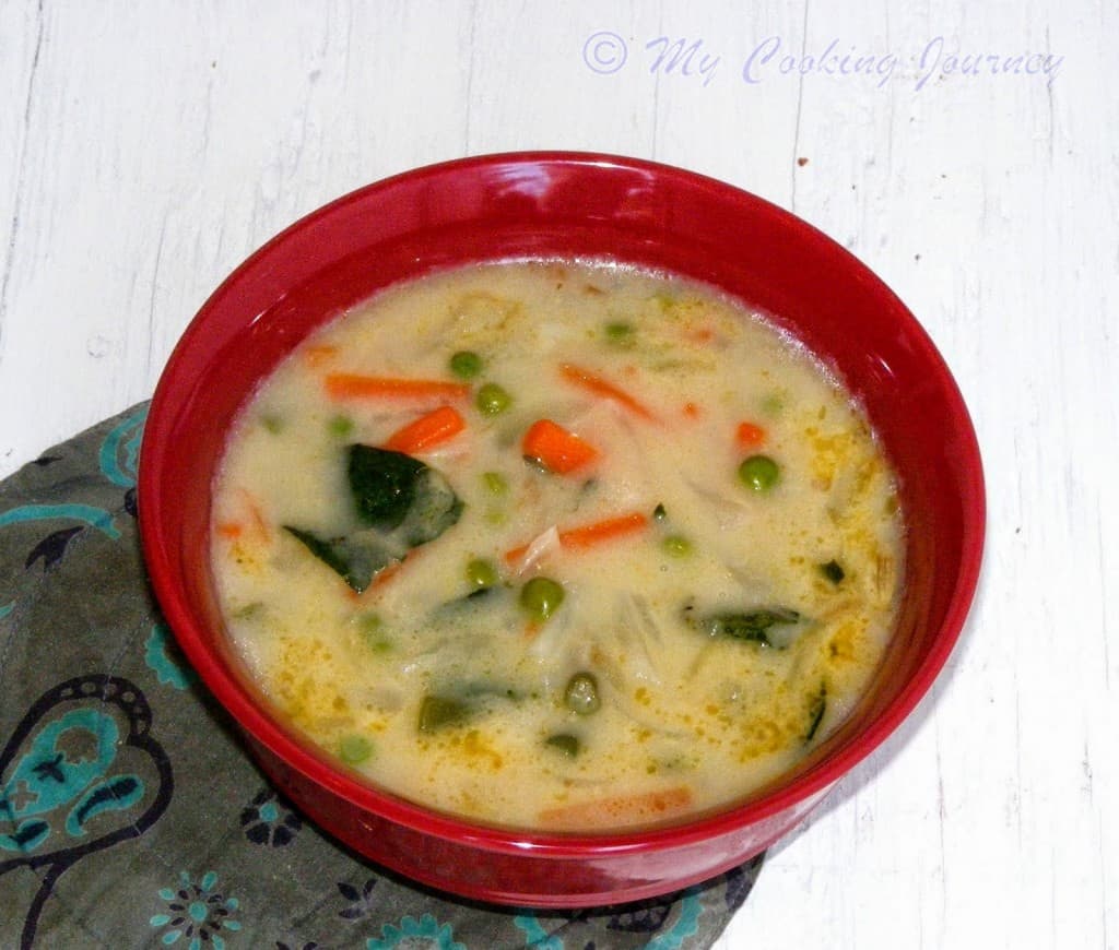 Appam with Vegetable Stew - Fermented Rice Pancakes with Vegetable Stew