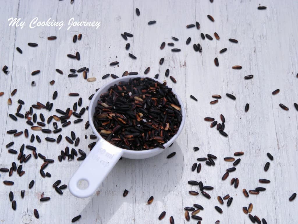 Black Rice in a spoon