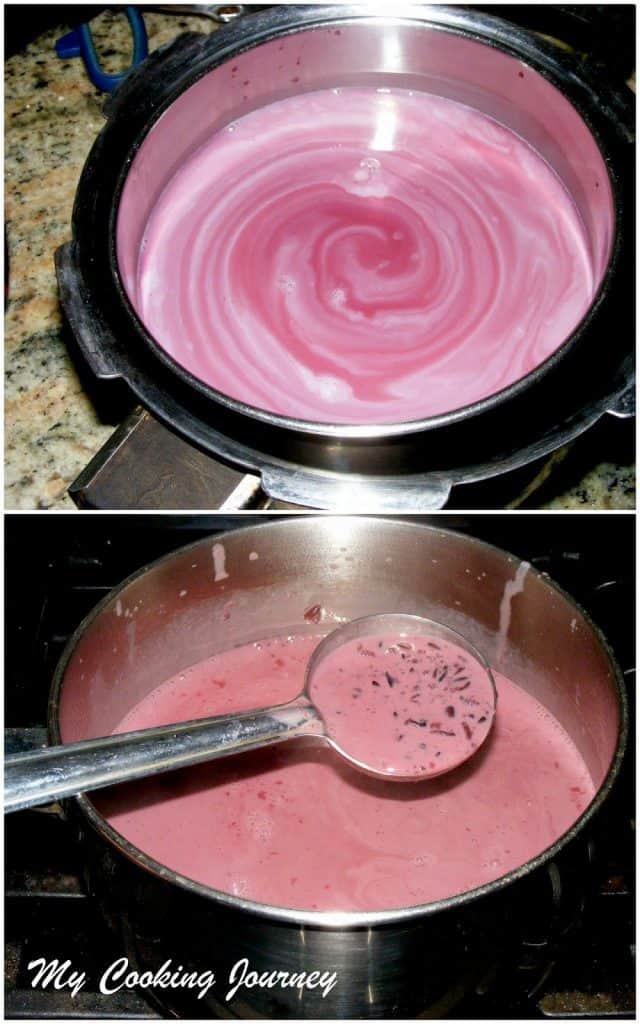 Cooking the Black Rice Pudding in cooker