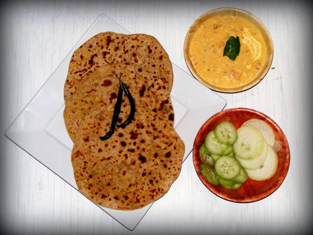 Rajasthan Bikaneri Channa Dal Paratha in a plate