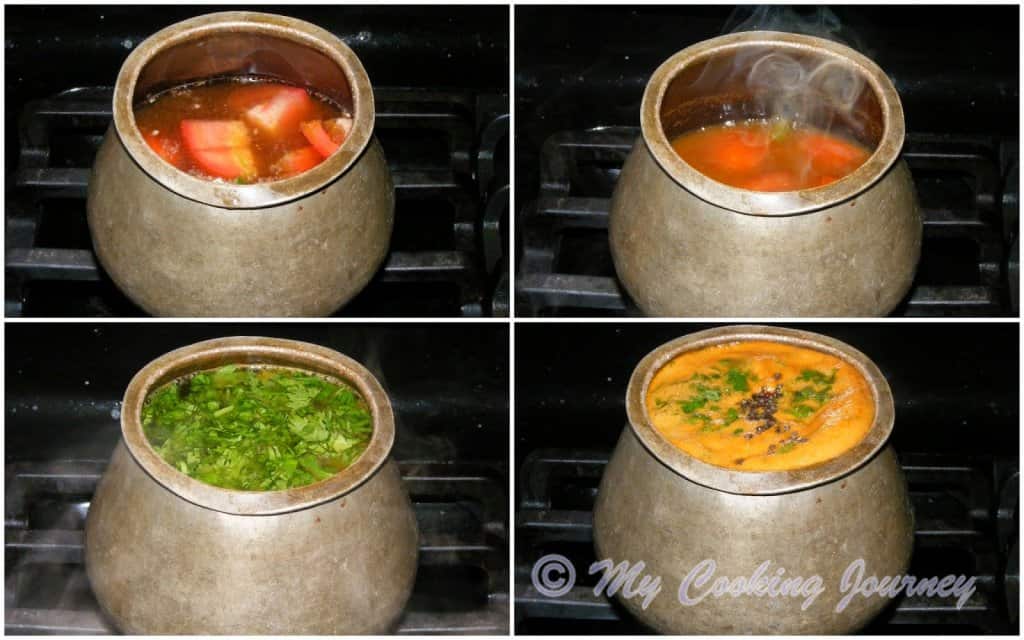 Cooking the ingredients in a pot