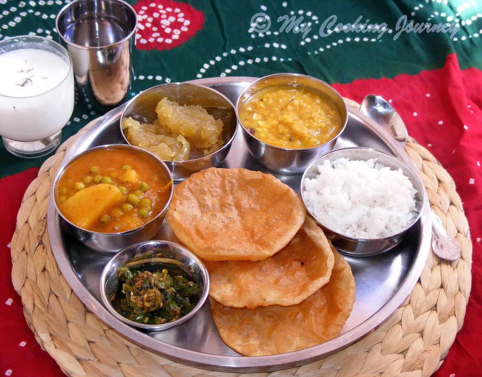 Uttar Pradesh thali with different food in a plate