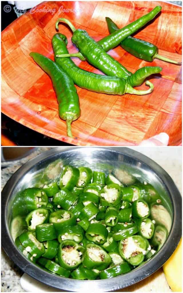 whole and chopped green chilies