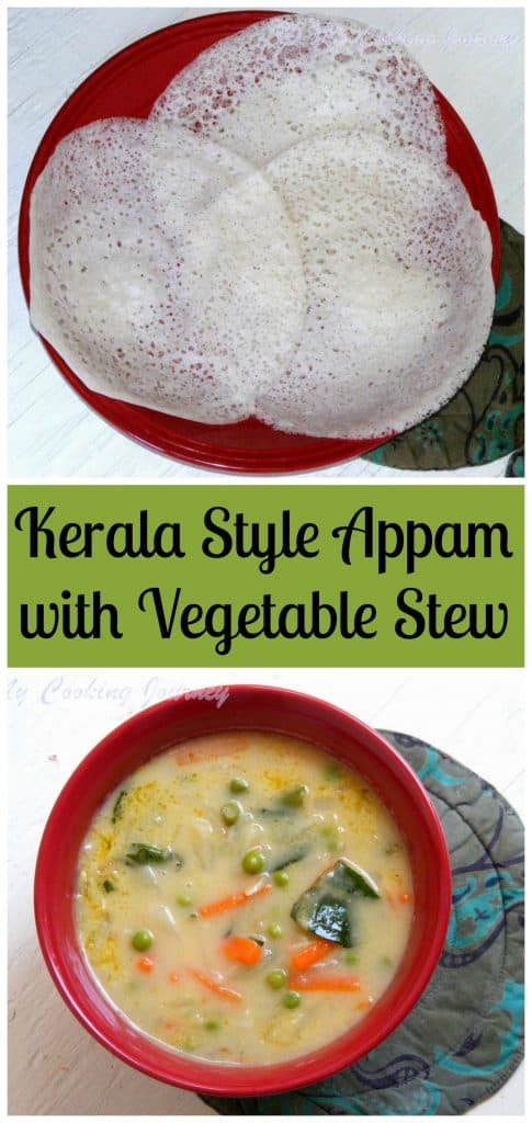 Appam with Vegetable Stew - Fermented Rice Pancakes with Vegetable Stew