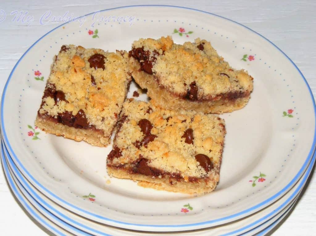 Chocolate Rasberry Walnut Bar in a plate.