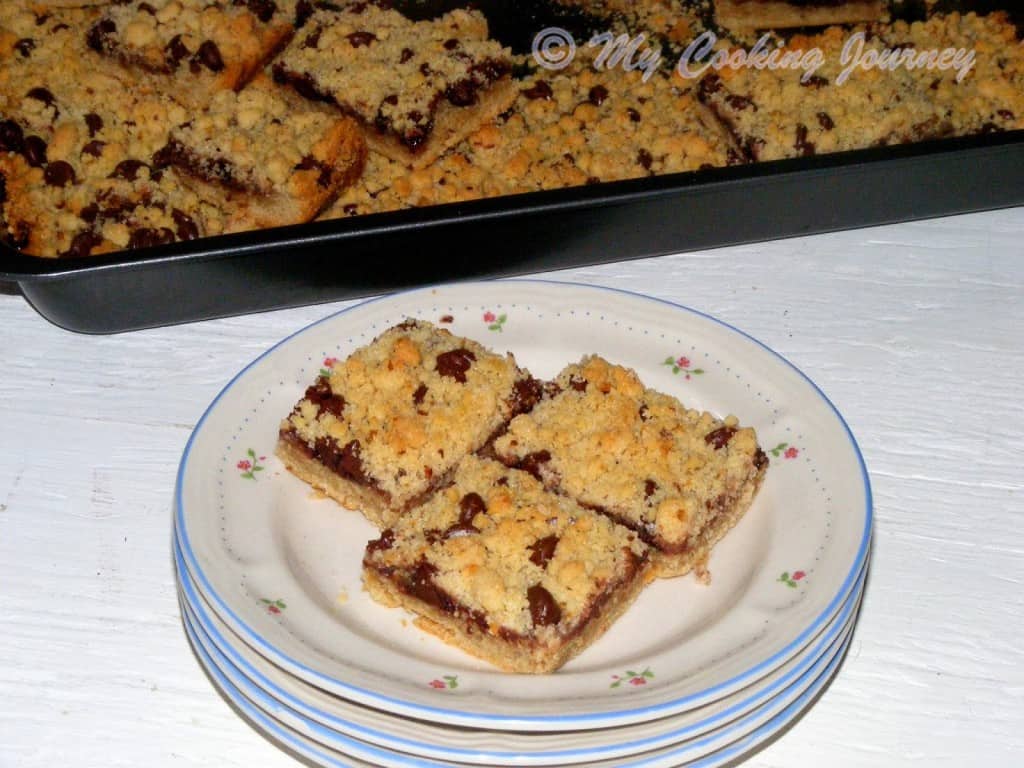 Chocolate Rasberry Walnut Bar served in a plate.