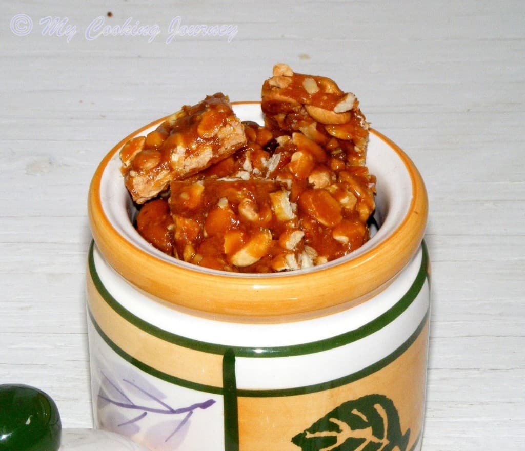 Mixed Nuts Brittle in a jar