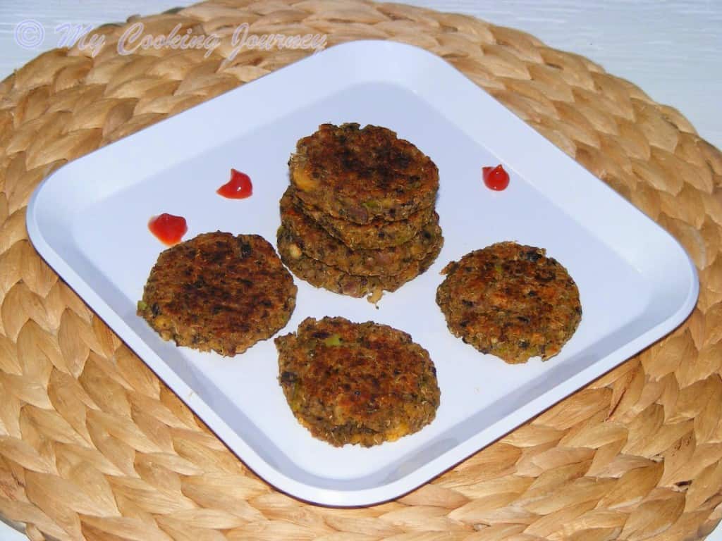 Broccoli Quinoa and Beans Fritters in a white plate