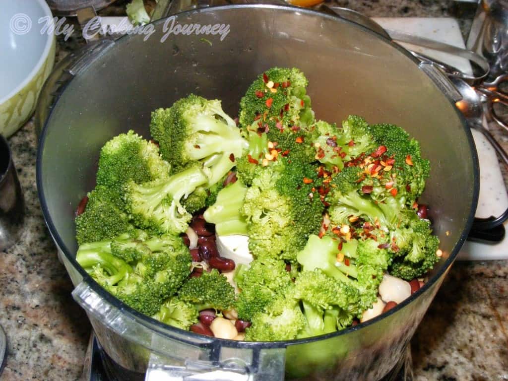 beans and the broccoli in food processor jar