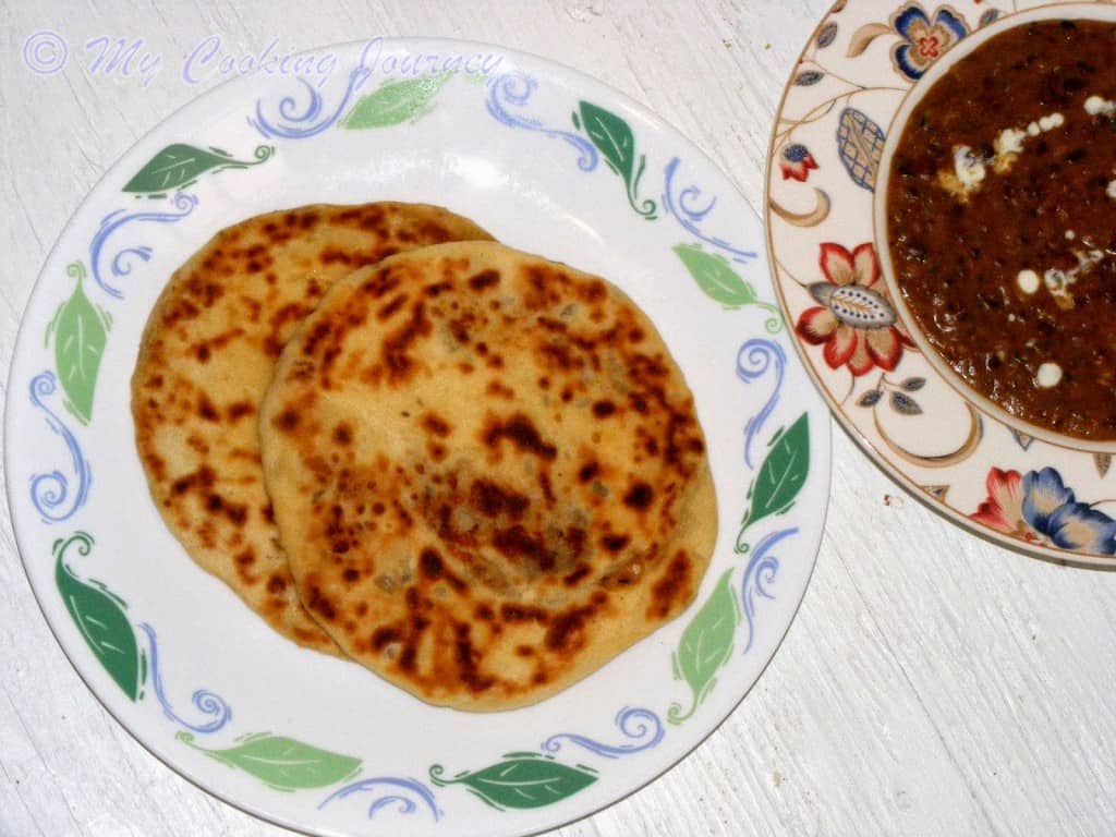 Potato stuffed flatbread with subzi