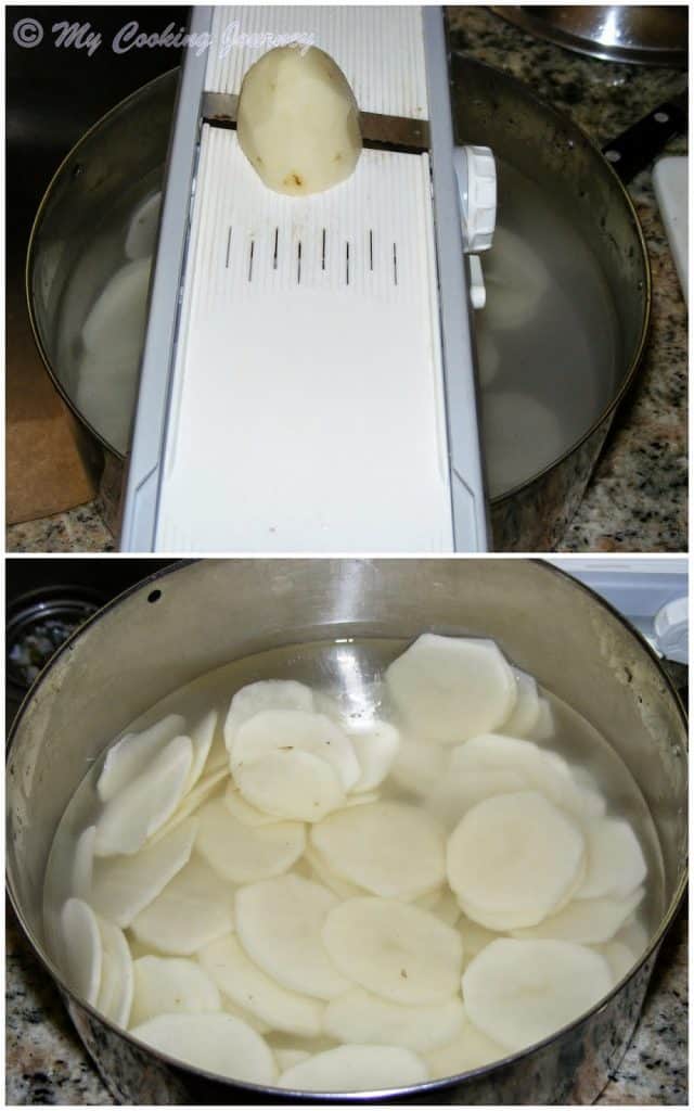 Slicing the Potato and soaking in water