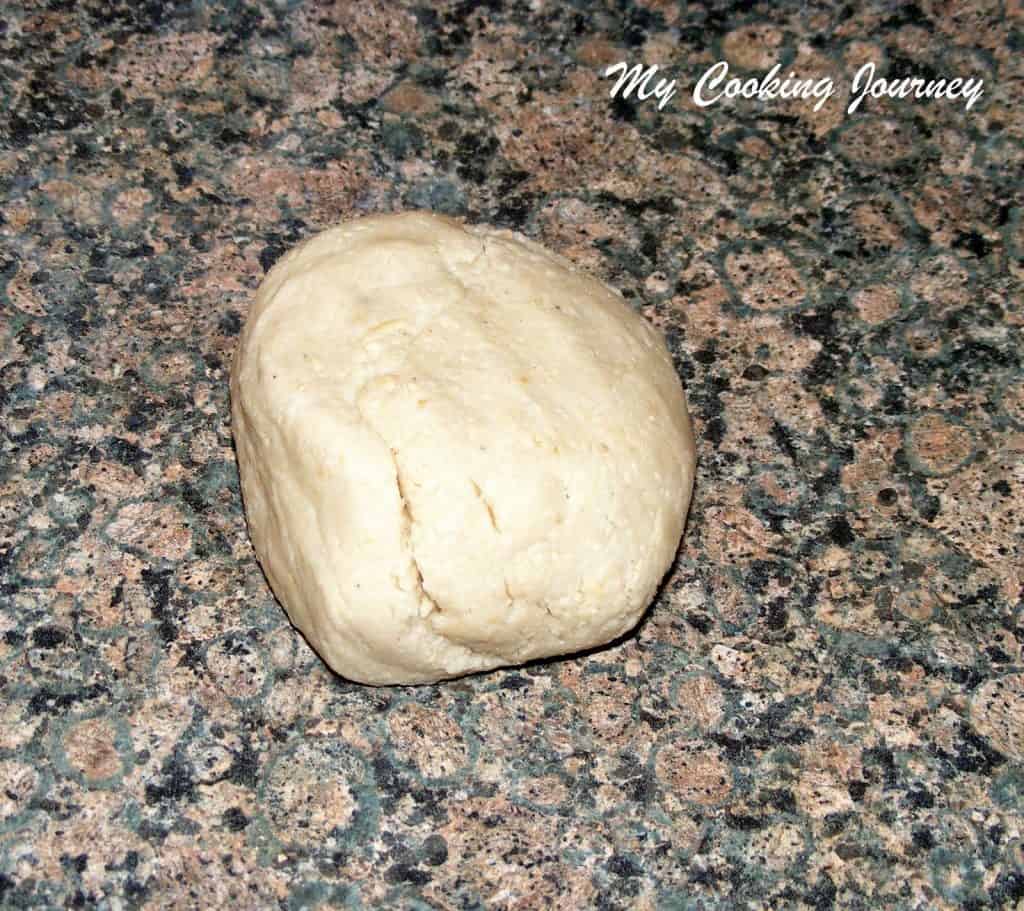 cashew nut dough on the work surface