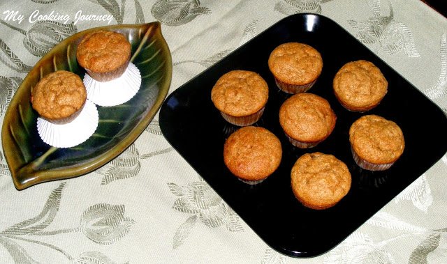 Whole Wheat Banana Pineapple Muffins in a plate