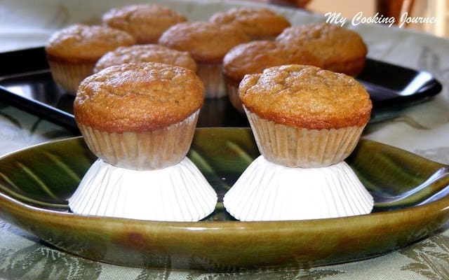 Whole Wheat Banana Pineapple Muffins served in a tray