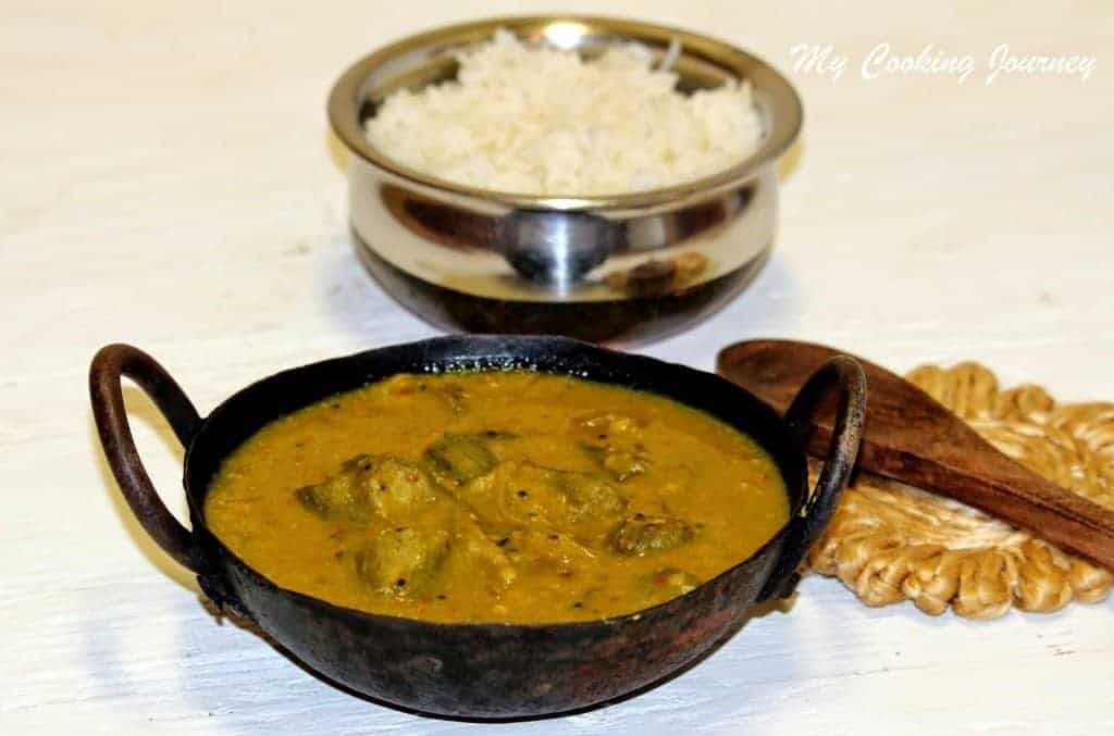 Tirunelveli Sambhar in a kadai with Spatula