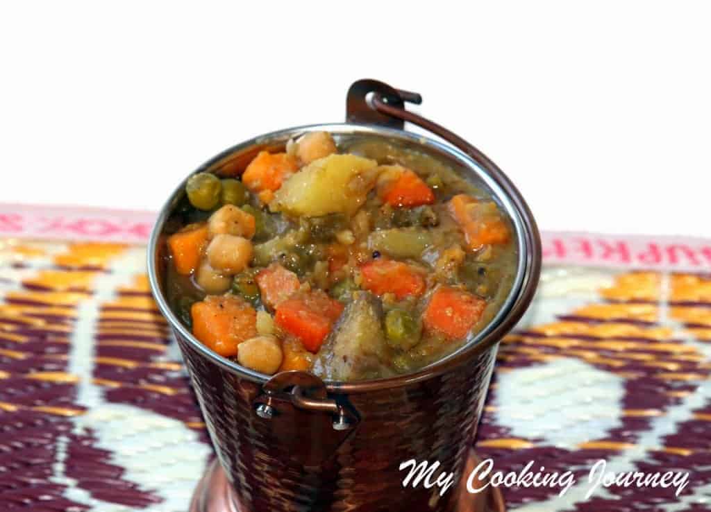 mixed vegetable stew in a pot