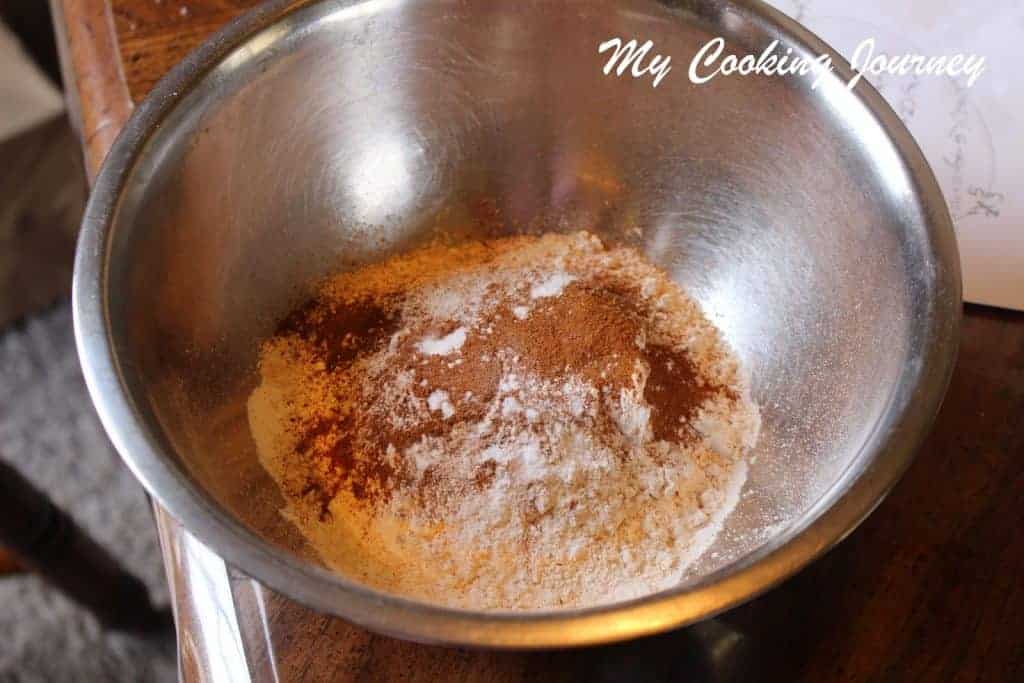 Mixing dry ingredients in a bowl