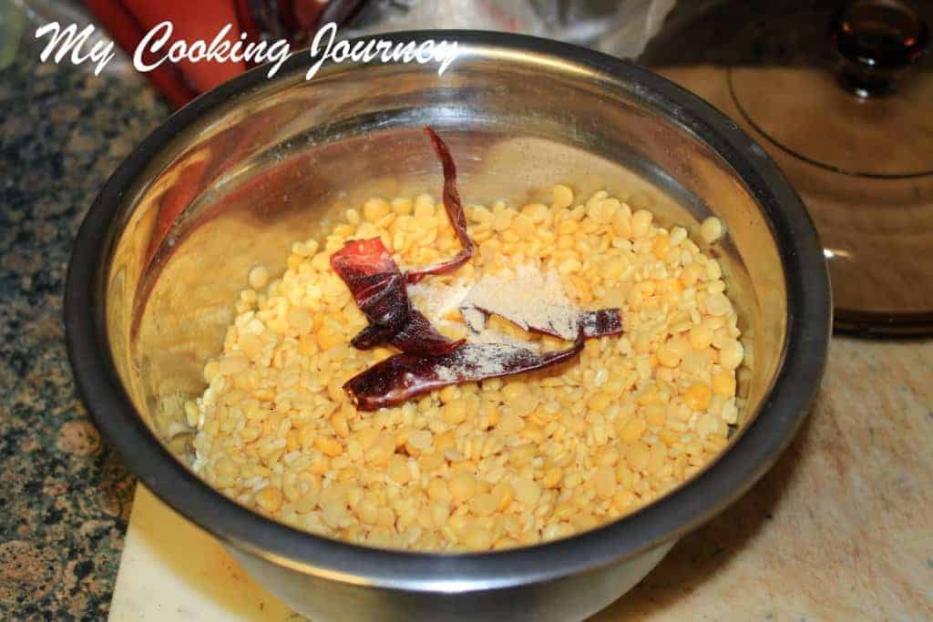 lentils soaking for Paruppu Usili