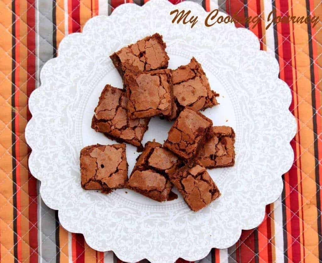 Brownies on a white plate