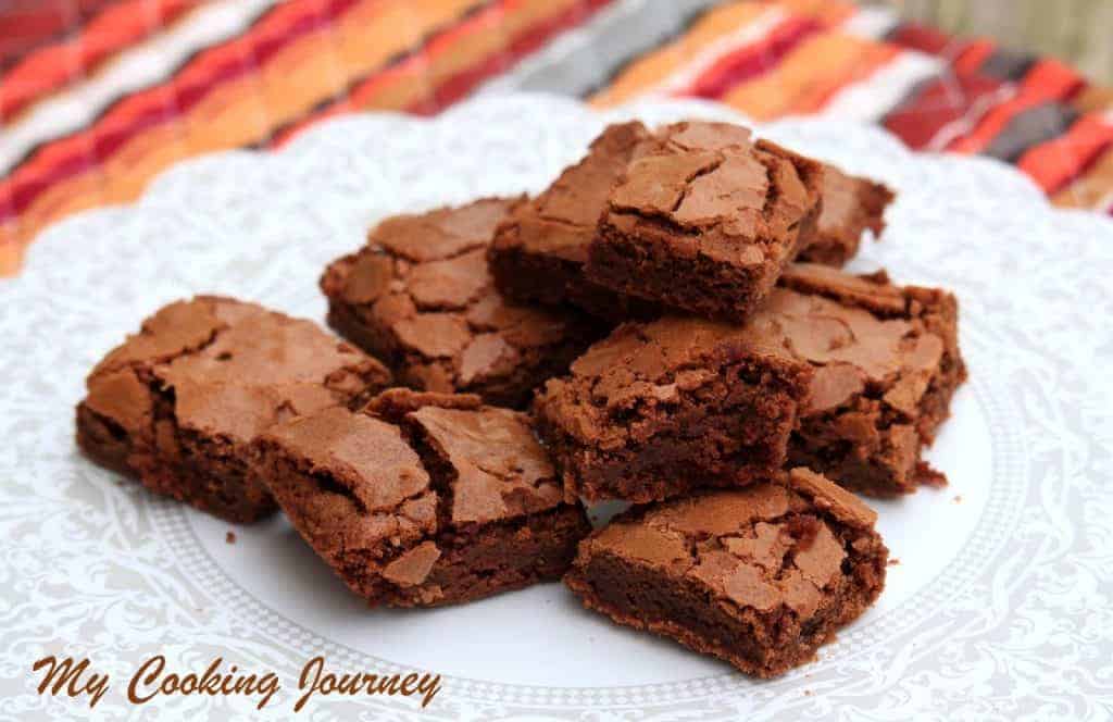 Brownies from the side on a plate