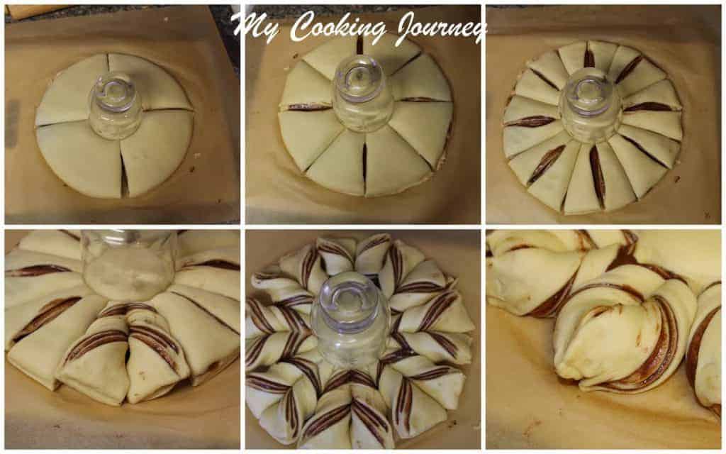 Process shot for shaping the flower bread