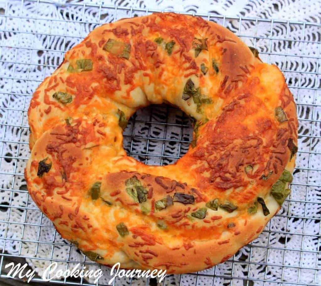 Jalapeno Cheese Bread on cooling rack