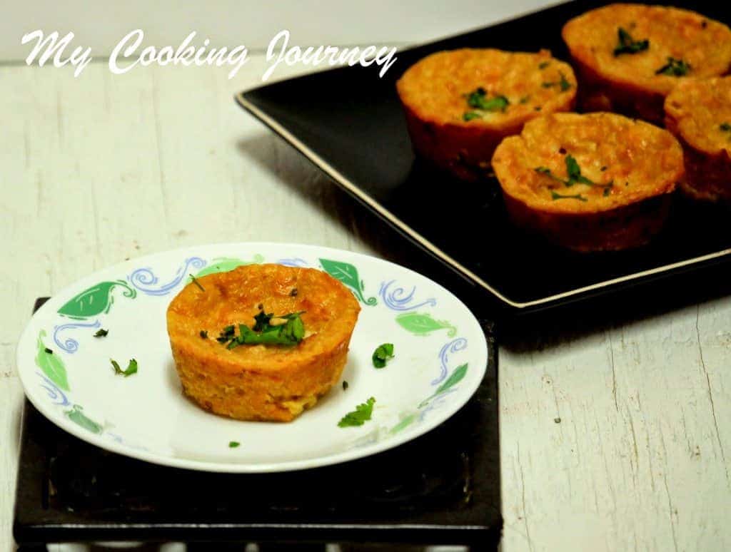 Vegetable and Cheese Savory Muffins served in a plate