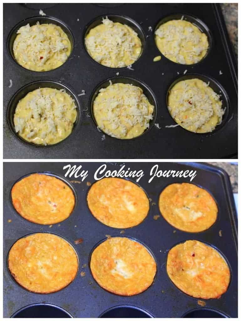 Vegetable and Cheese Savory Muffins batter in to a muffin mold