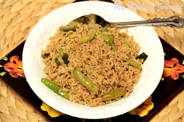Masala Bhaath – Spiced Rice with Ivy Gourd (Kovakkai) is ready and served