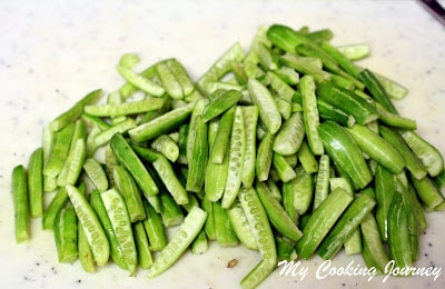 chopped Ivy Gourd (Kovakkai) on a plate