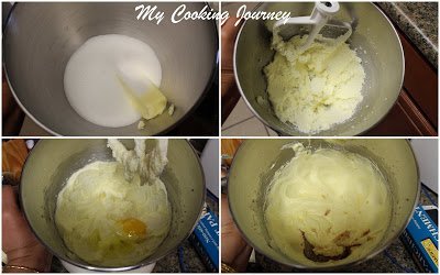 mixing the egg, vanilla extract, sugar and butter with stand mixer
