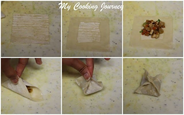 shaping the vegetable and tofu dumplings