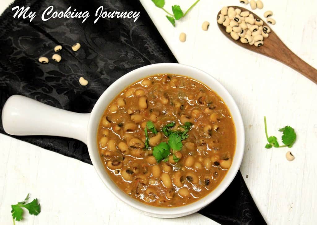 Lobia Subzi in a white bowl