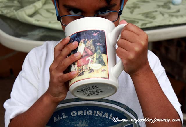 Hot chocolate Drinking from cup