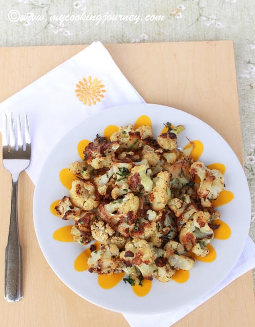 Oven Roasted Cauliflower in a plate 